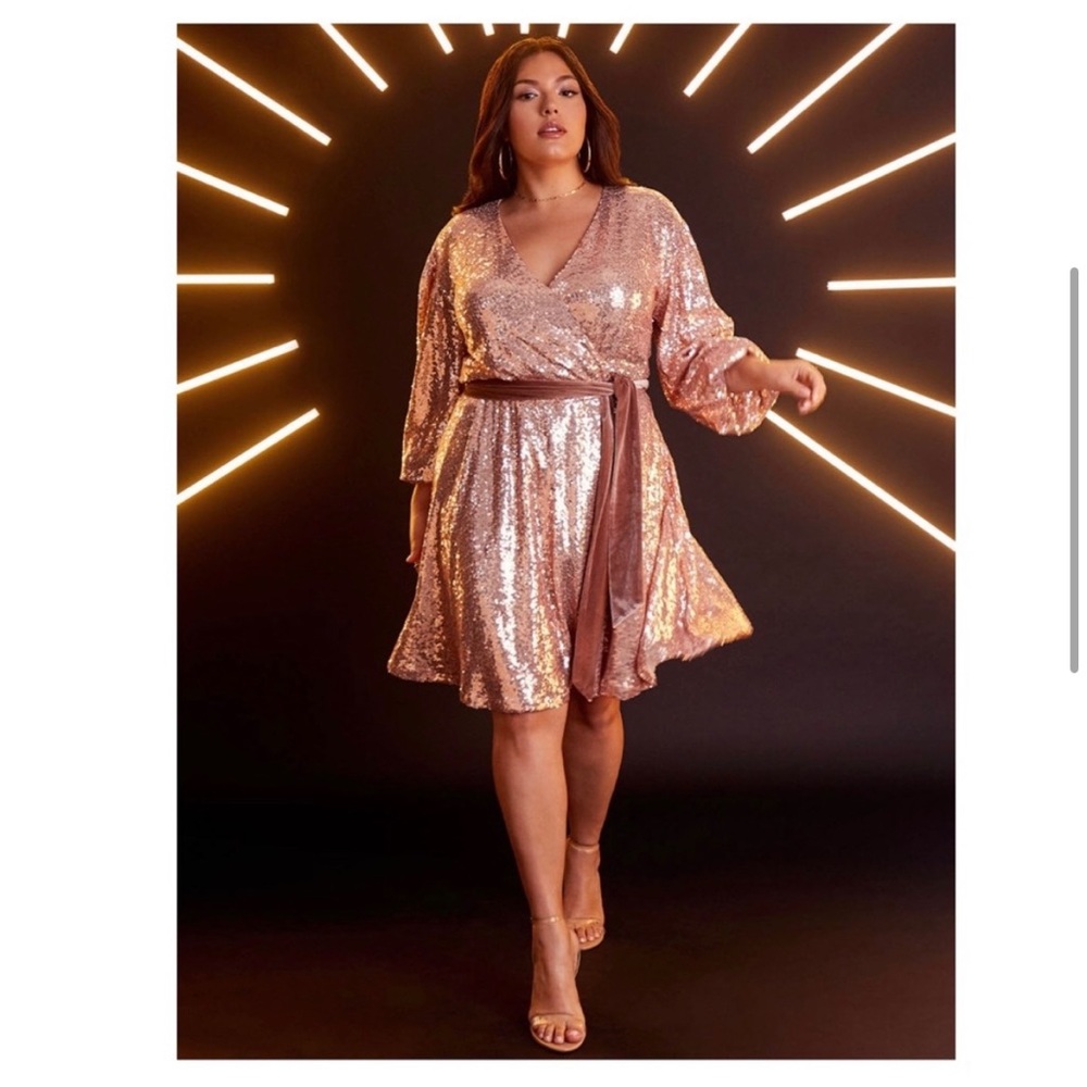 Rose Gold Sequin wrap dress
